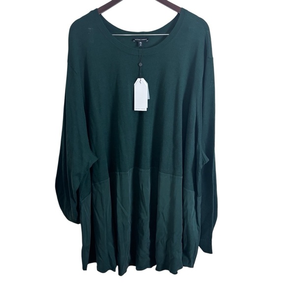 NWT Universal Standard Dalia Mixed Media Top Green Women’s Size 3XL Merino Wool - Picture 1 of 8